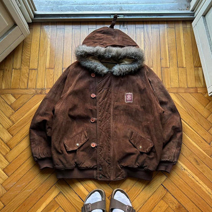 1990s Chevignon Suede Jacket Brown XL