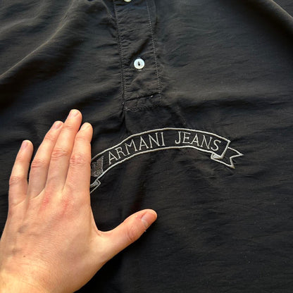 1990s Armani Jeans Polo Shirt Black M