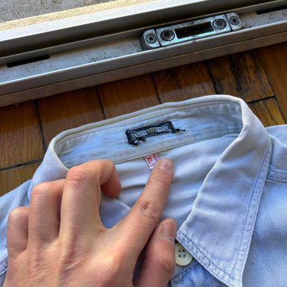 1980s Emporio Armani Denim Shirt Blue XL