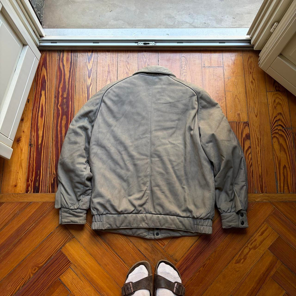 1980s Valentino Pelle Jacket Grey M