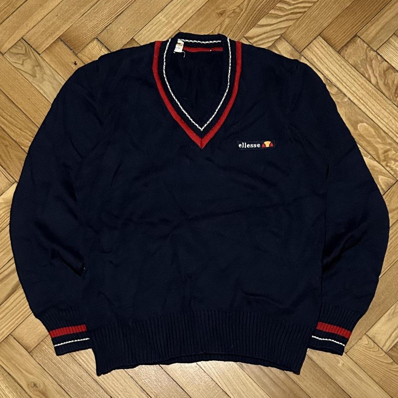 1980s Ellesse Knitted Jumper Navy XS