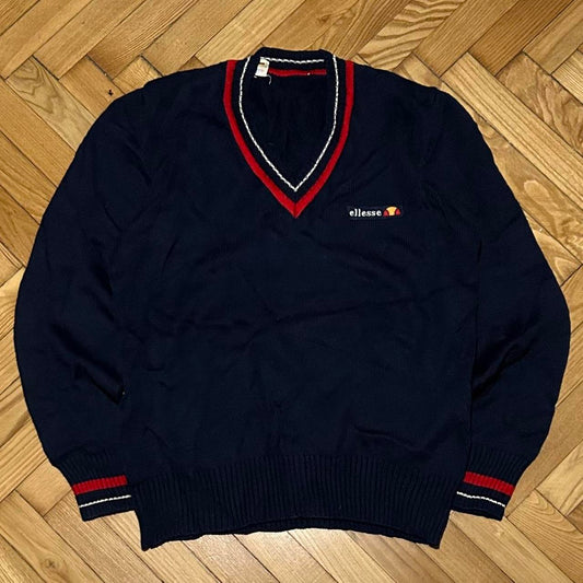 1980s Ellesse Knitted Jumper Navy XS