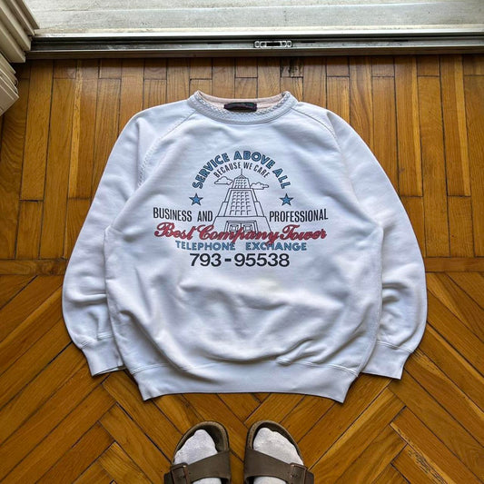 1990s Best Company Graphic Sweatshirt White M
