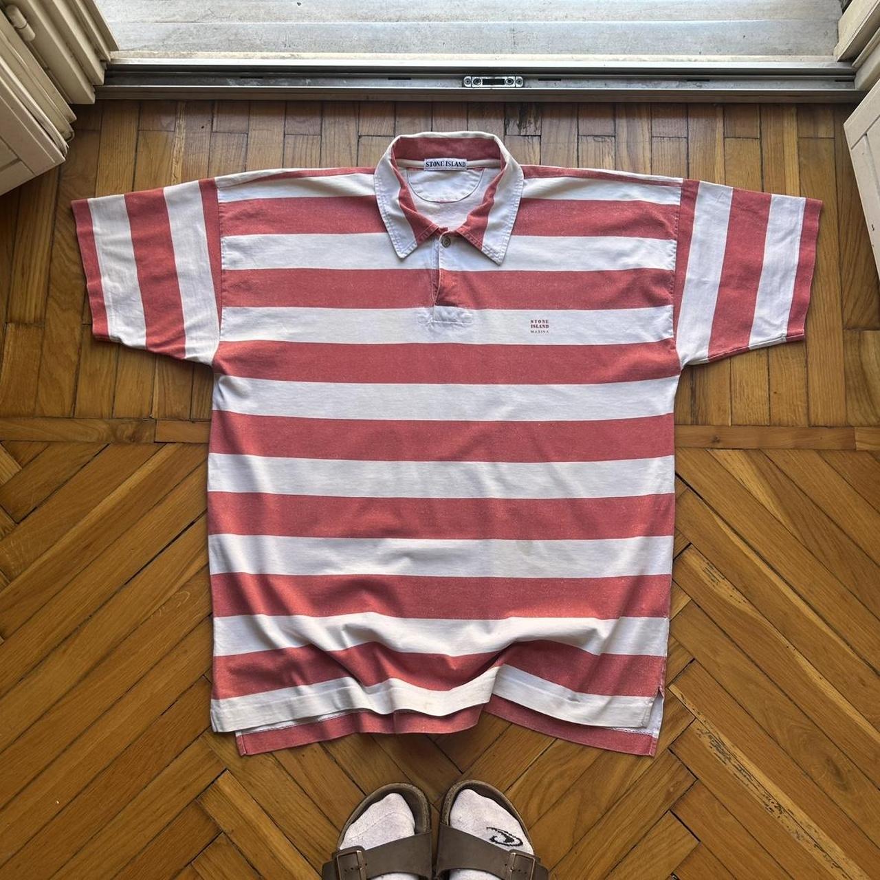 1990s Stone Island Marina Striped Polo Shirt XL