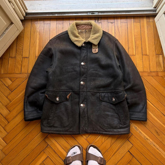 1991 CP Company Leather Shearling Coat Black M
