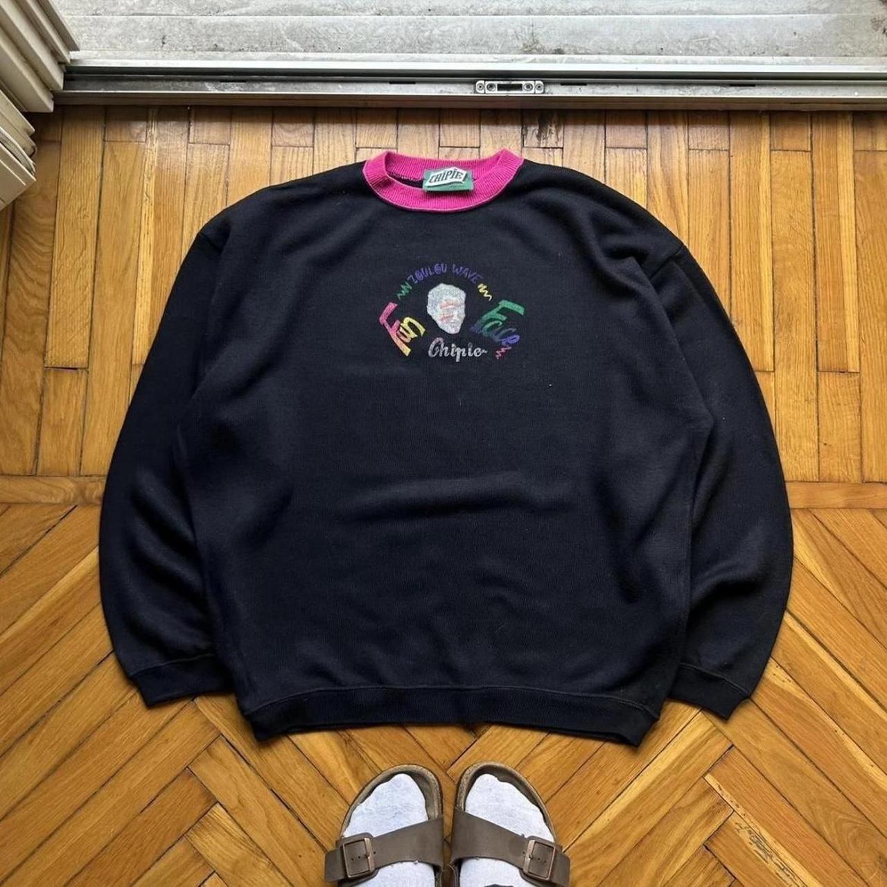 1990s Chipie Graphic Knitted Jumper Black L