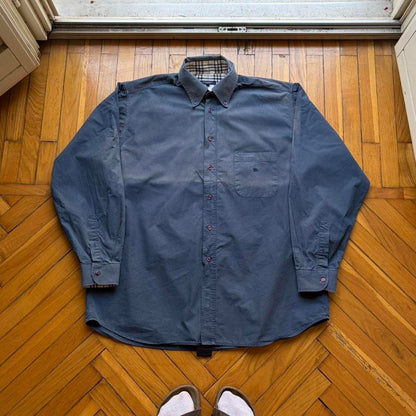 2000s Burberry Shirt Navy DAMAGED L