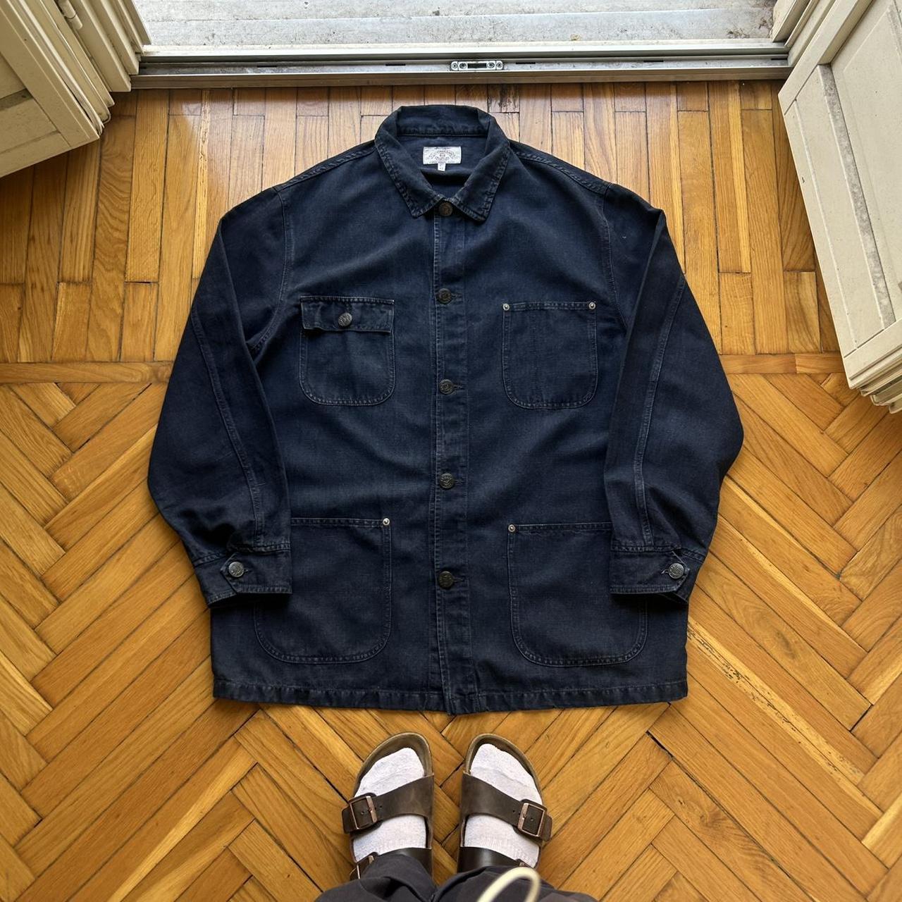 1990s Armani Jeans Cotton & Linen Jacket Navy XL