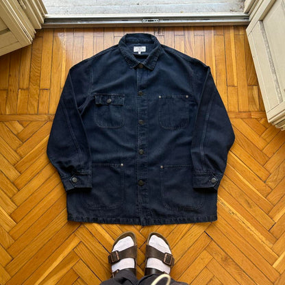 1990s Armani Jeans Cotton & Linen Jacket Navy XL