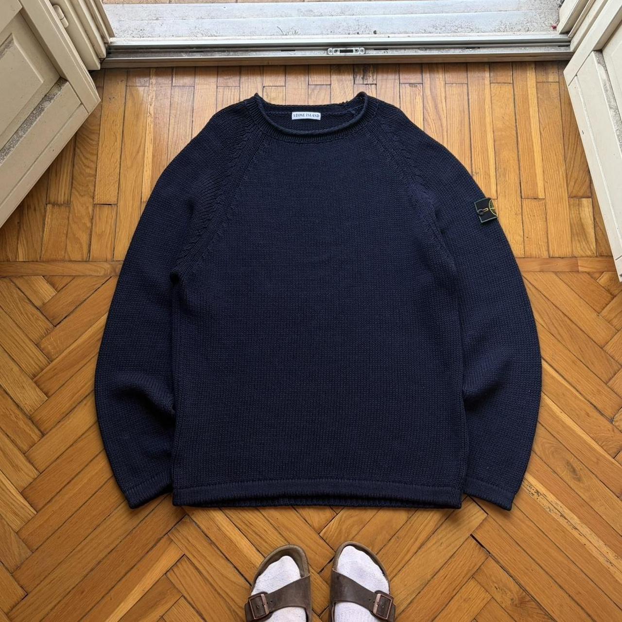 1990s Stone Island Knitted Jumper Navy XL