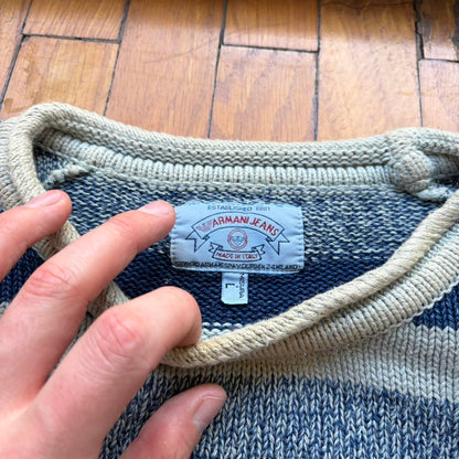 1990s Armani Jeans Striped Knitted Jumper L