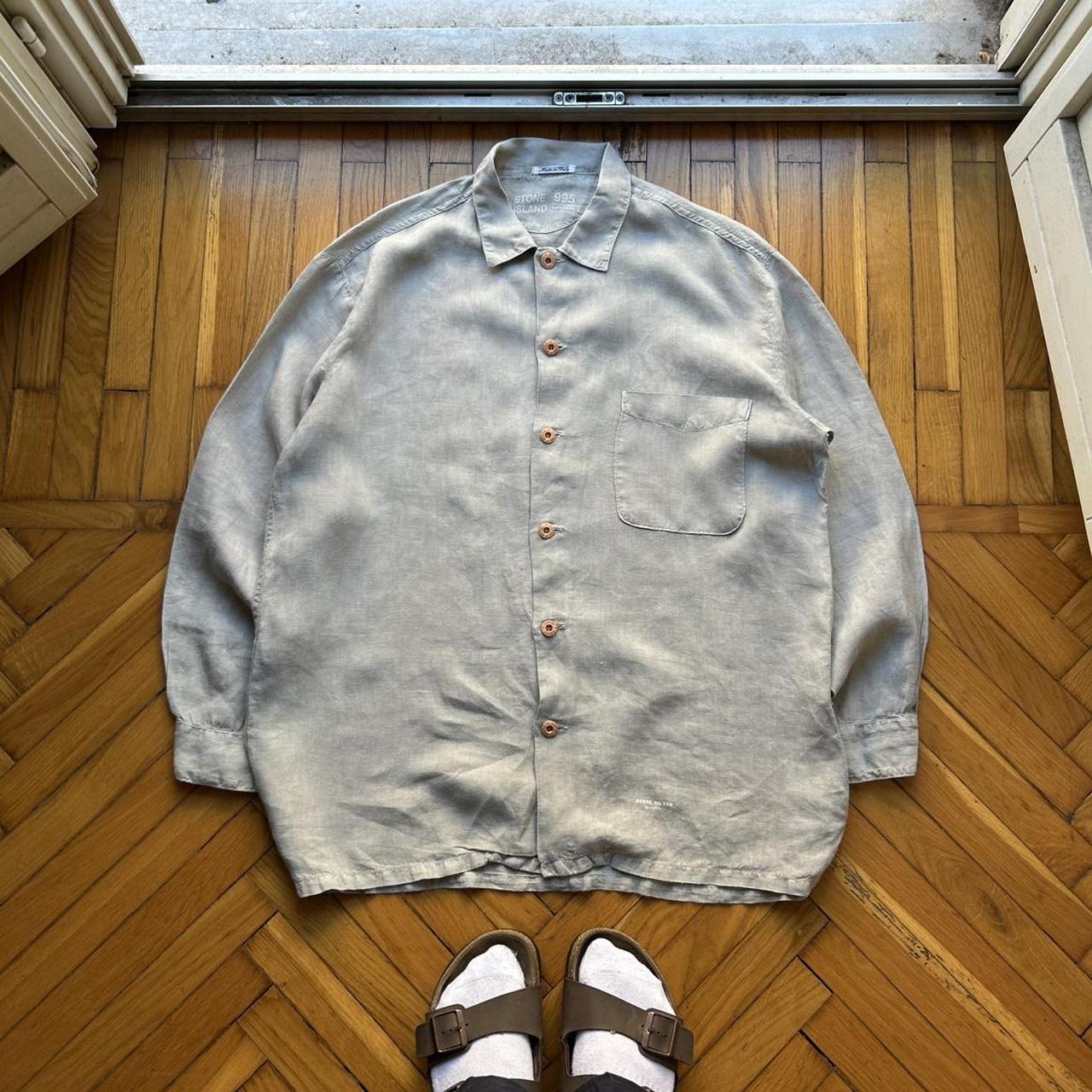 1995 Stone Island Marina Linen Shirt Grey L