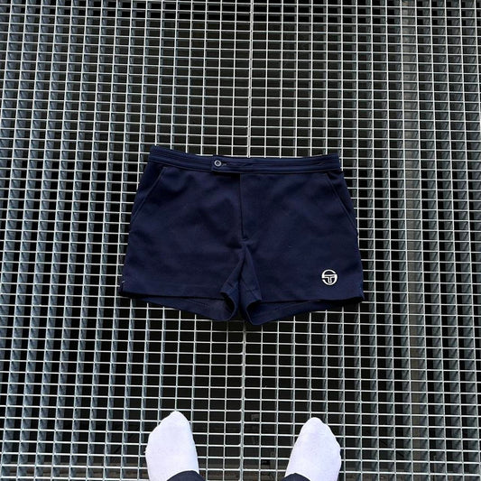 1980s Sergio Tacchini Tennis Shorts Navy 32W