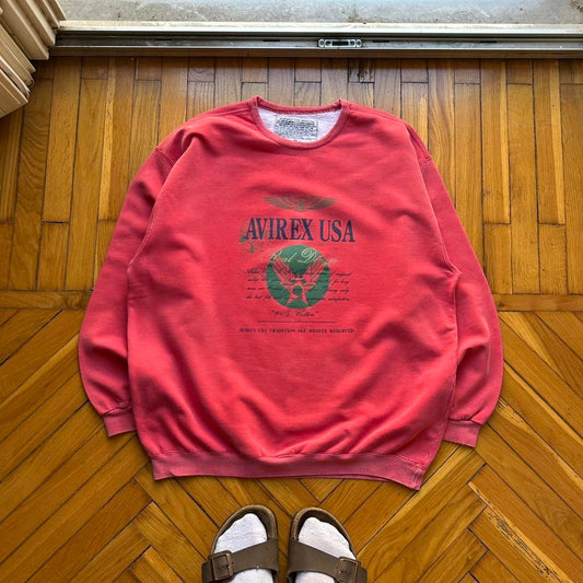 1990s Avirex USA Sweatshirt Red M