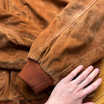 1990s Hugo Boss Suede Leather Jacket XL