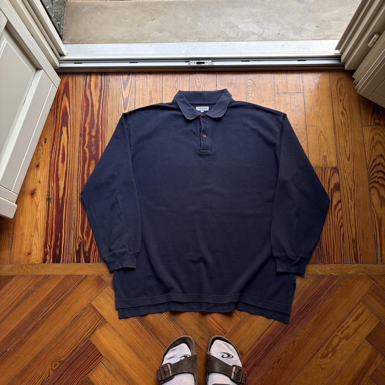 1990s Giorgio Armani Le Collezioni Polo Shirt Navy L