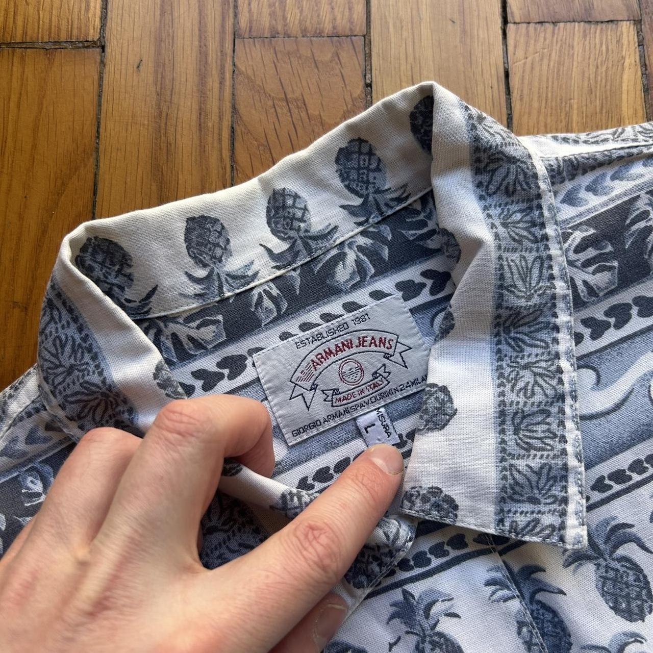 1990s Armani Jeans Pineapple Print Shirt L