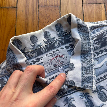 1990s Armani Jeans Pineapple Print Shirt L