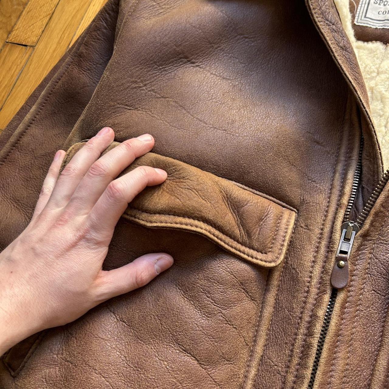 1980s Emporio Armani Leather Shearling Jacket Brown L