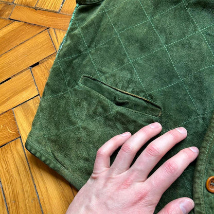1980s CP Company Suede Waistcoat Green S