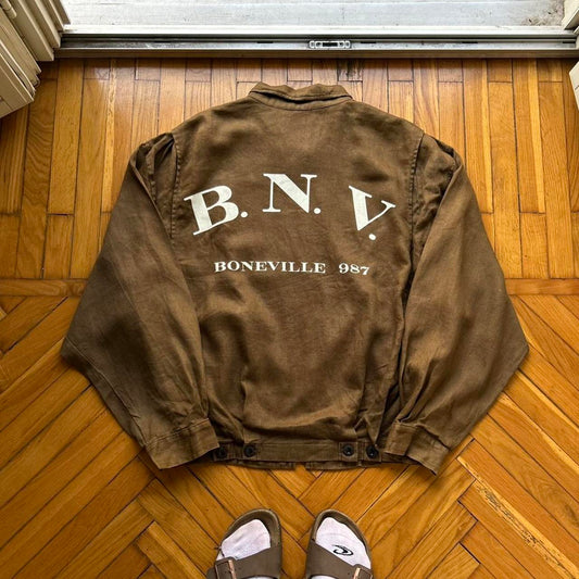 1987 Boneville Hemp Bomber Jacket Brown L