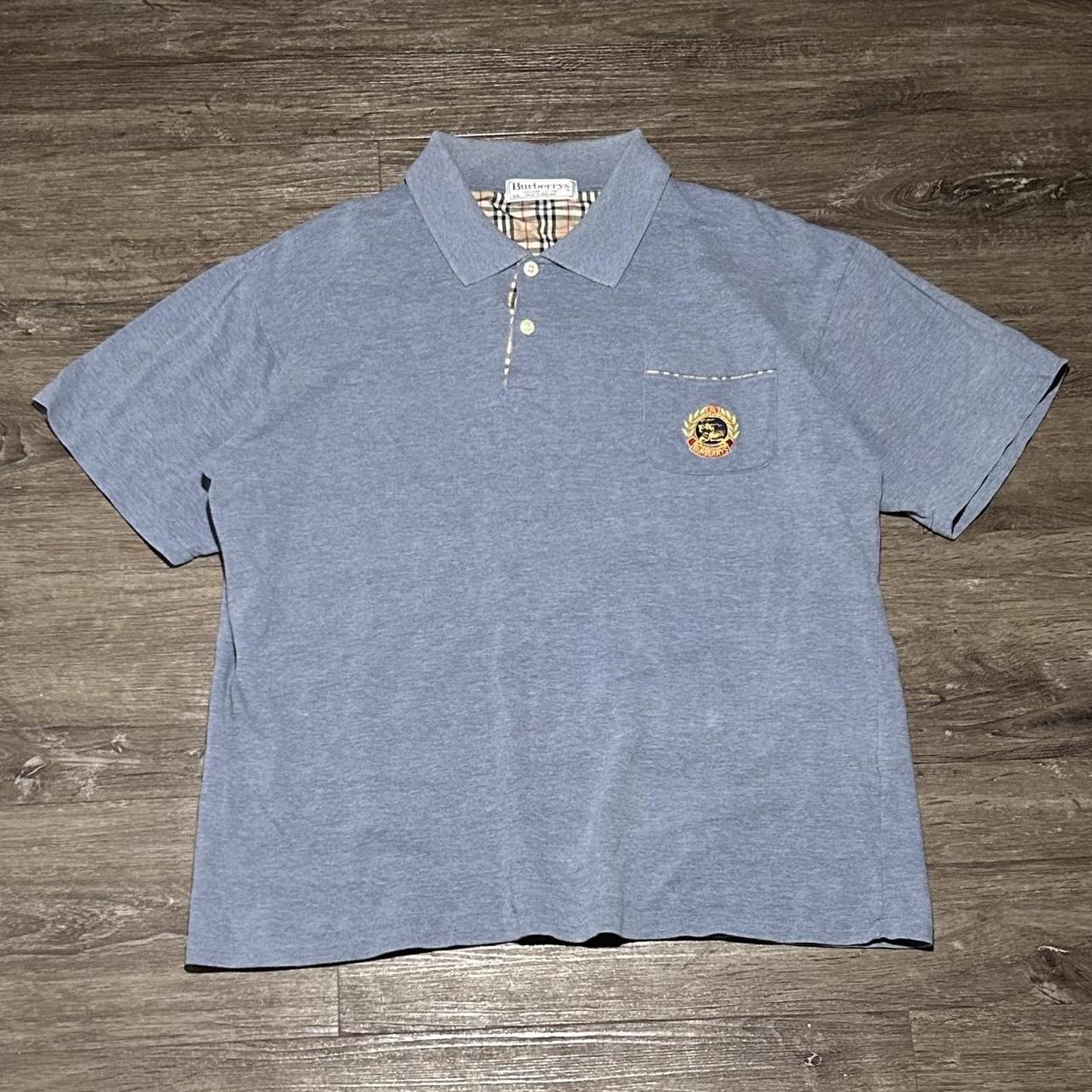 1990s Burberry Polo Shirt Blue M