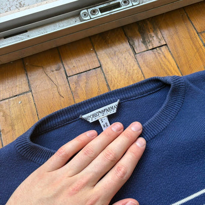 1990s Emporio Armani Knitted Jumper Blue M