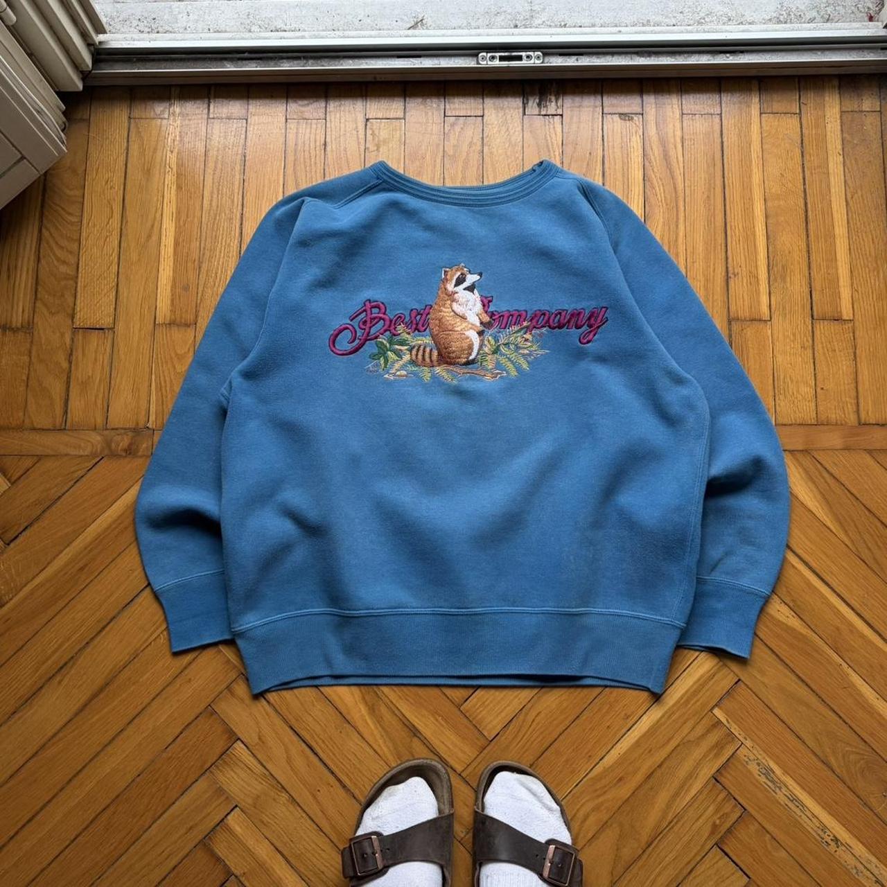 1980s Best Company Embroidered Sweatshirt Blue L