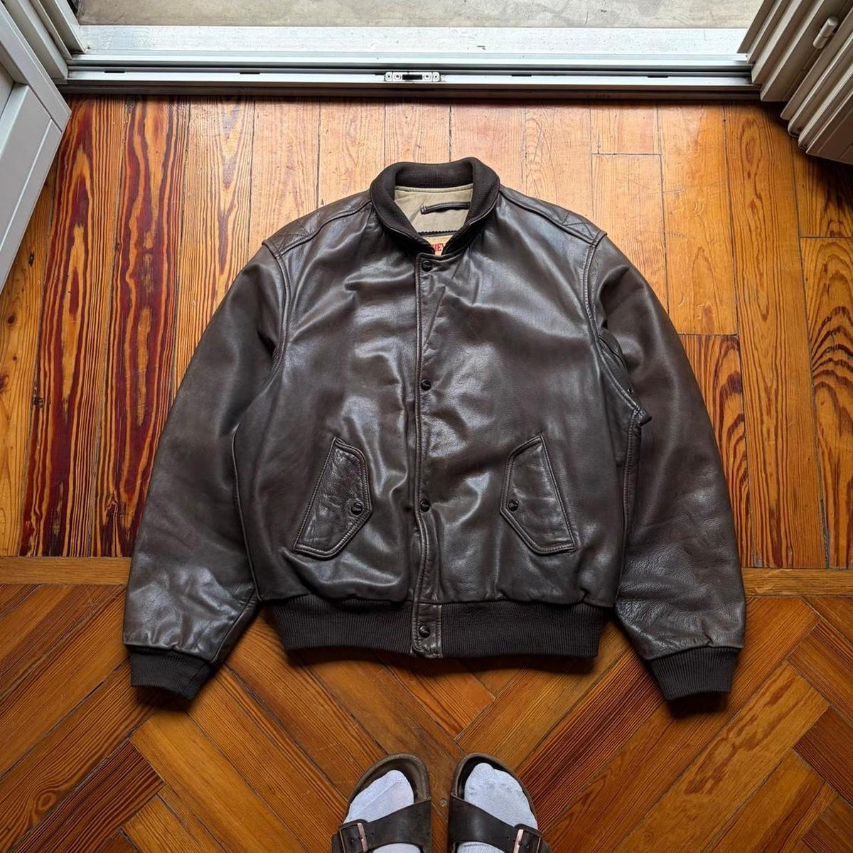 1990s Chevignon Leather Jacket Brown L