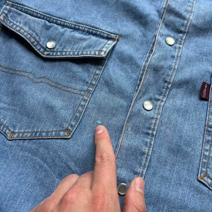 1990s Avirex Denim Shirt Blue XL