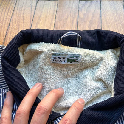 1990s Lacoste Chemise Bomber Jacket Striped XL
