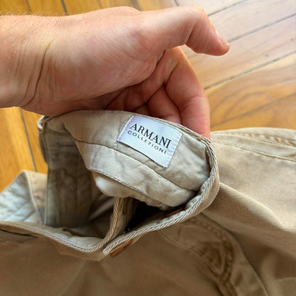 2000s Armani Collezioni Cargo Trousers Beige 34W 30L