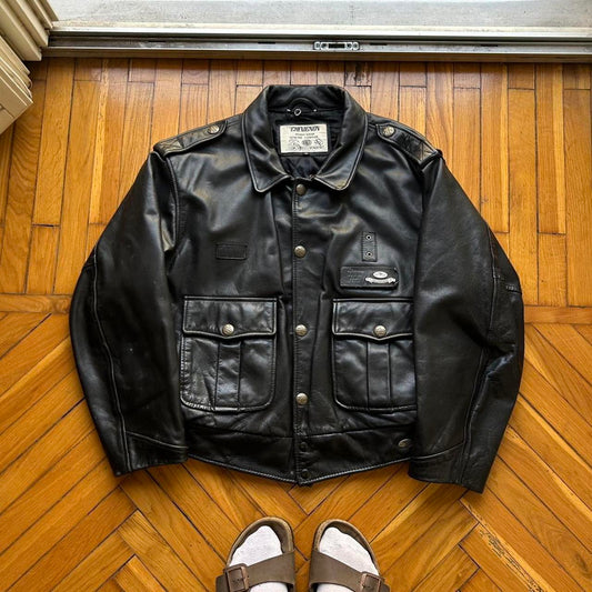 1990s Chevignon Leather Jacket Black S