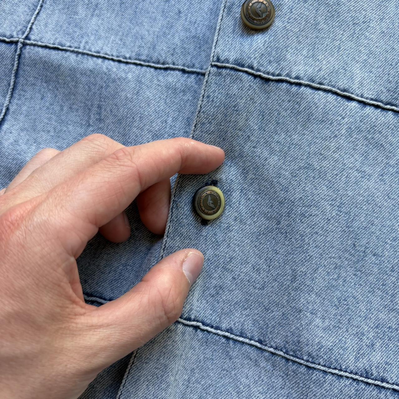 1990s Armani Jeans Denim Shirt Blue XL