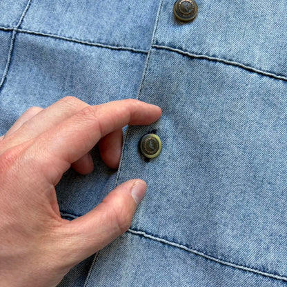 1990s Armani Jeans Denim Shirt Blue XL