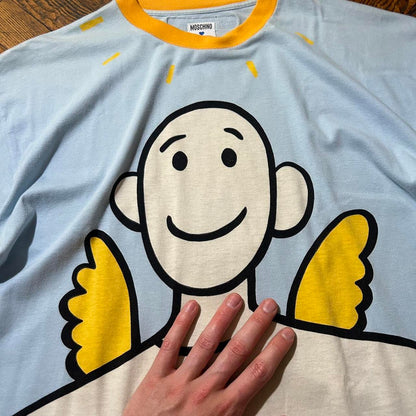 1990s Moschino Angel T Shirt Blue M