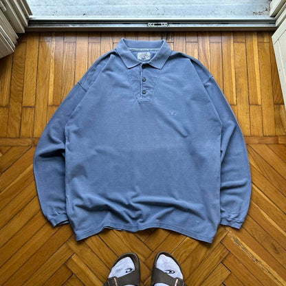 1990s Armani Jeans LS Polo Shirt Blue XL