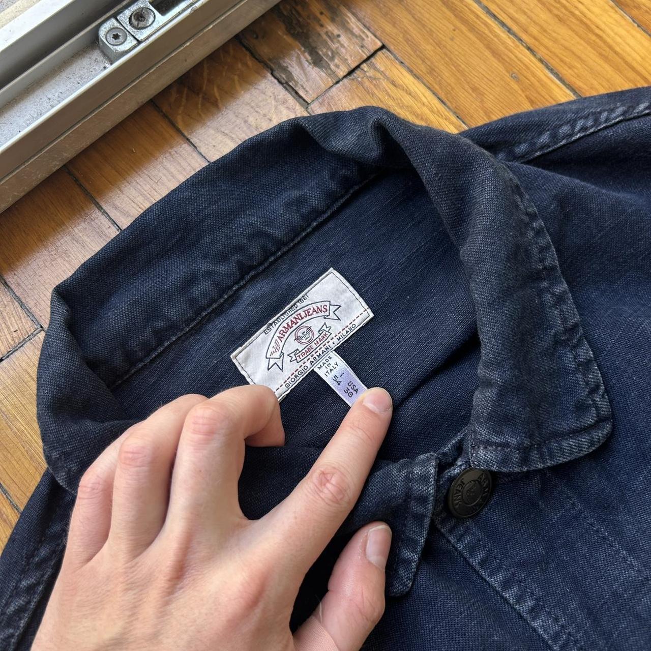 1990s Armani Jeans Cotton & Linen Jacket Navy XL