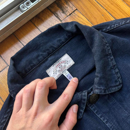 1990s Armani Jeans Cotton & Linen Jacket Navy XL