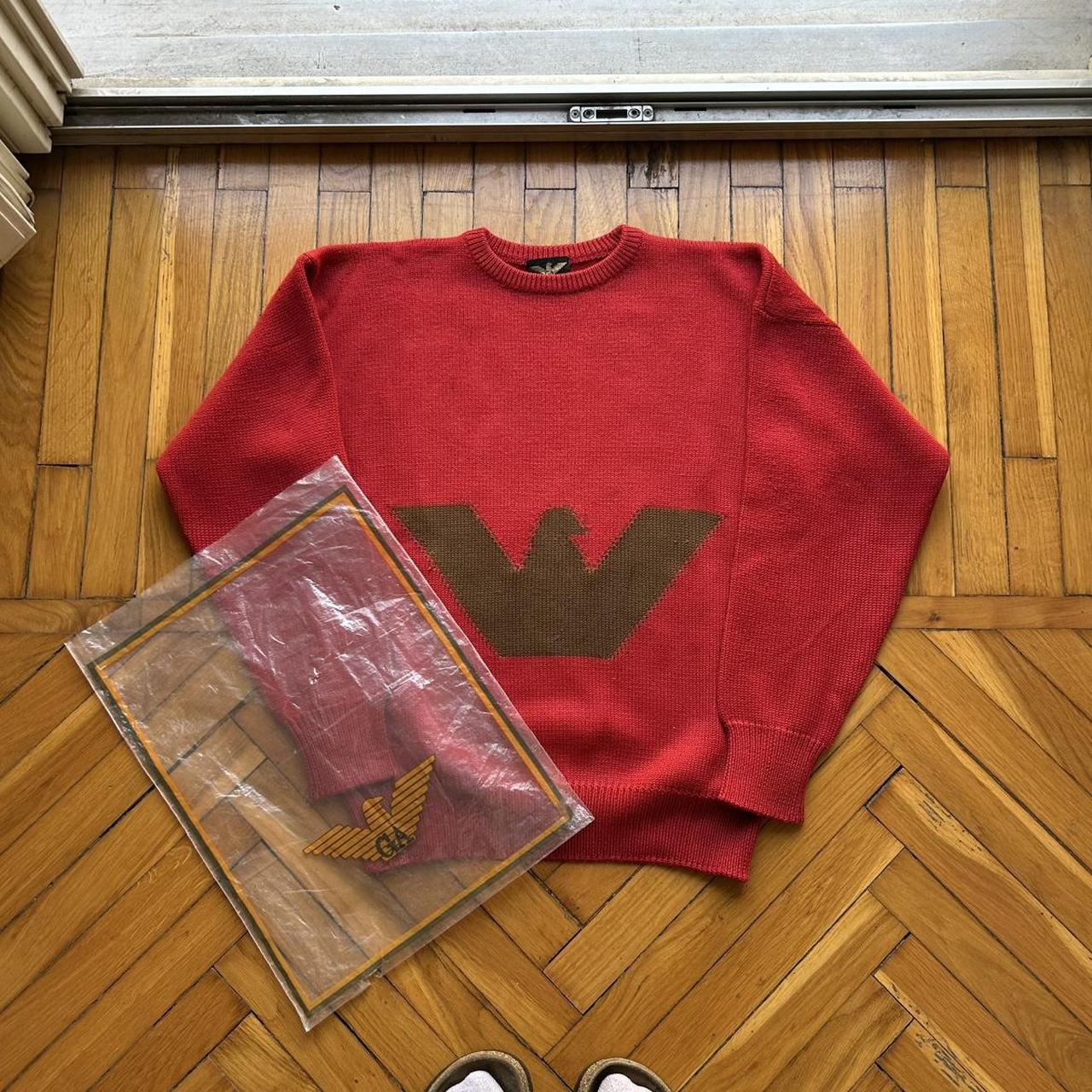 1980s Giorgio Armani Seperates Knitted Jumper Red XS