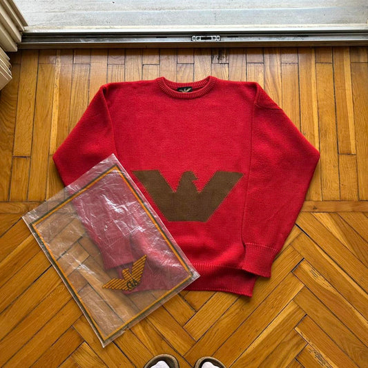 1980s Giorgio Armani Seperates Knitted Jumper Red XS