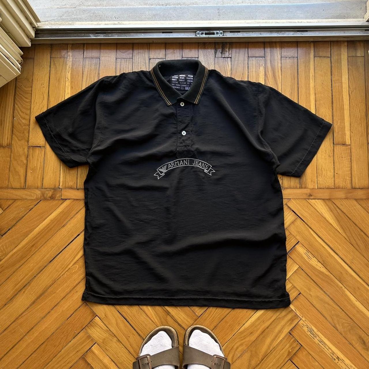 1990s Armani Jeans Polo Shirt Black M