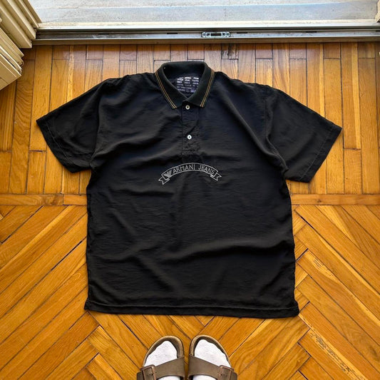 1990s Armani Jeans Polo Shirt Black M