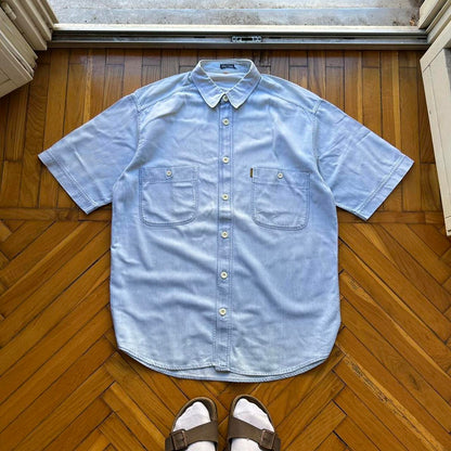 1980s Emporio Armani Denim Shirt Blue XL