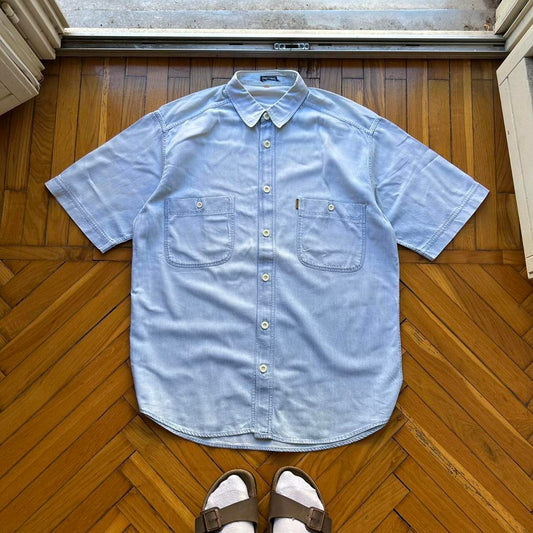 1980s Emporio Armani Denim Shirt Blue XL