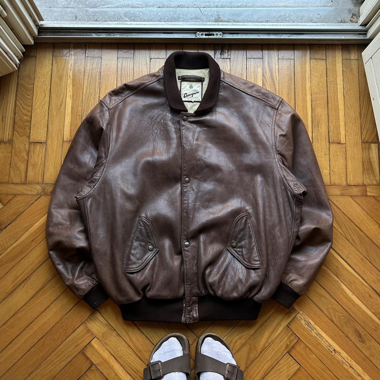 1990s Chevignon Leather Jacket Brown XXL