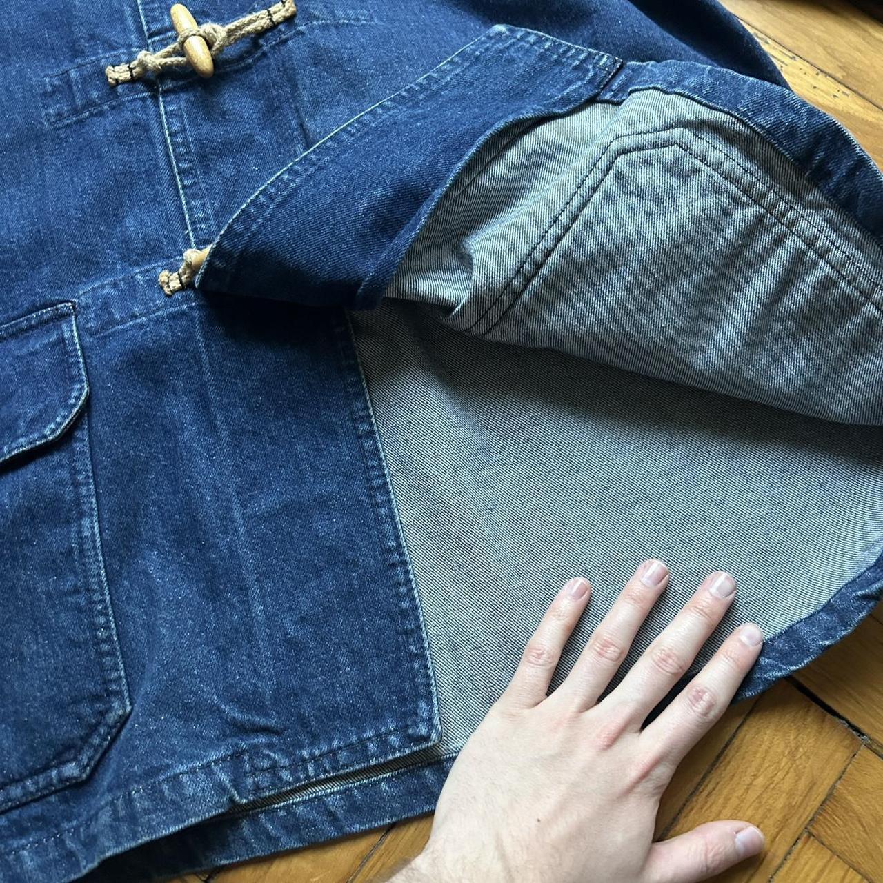 1990s Valentino Denim Duffle Coat Blue XL