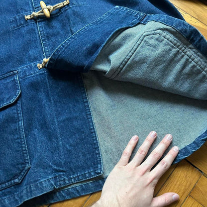 1990s Valentino Denim Duffle Coat Blue XL