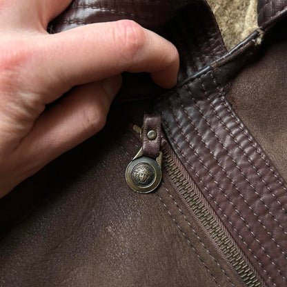 1990s Gianni Versace Suede Shearling Coat L