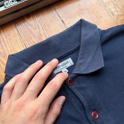 1990s Giorgio Armani Le Collezioni Polo Shirt Navy L